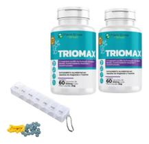 Kit 2 Triomax Magnésio Treonato Dimalato Quelato Cloreto Pa + Porta Cápsulas