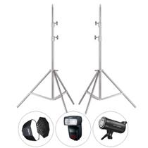 Kit 2 Tripé Iluminação Inox Greika 2m 3kg para Flash Softbox GLF-X2