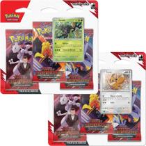 Kit 2 Triple Pack Pokémon Escarlate e Violeta Rivais Predestinados Zarude e Eevee Copag Cards Cartas