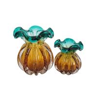 Kit 2 Trouxinhas / Vasos de Murano Importados - Verde Âmbar Kit 2 Trouxinhas / Vasos de Murano Importados - Verde Âmbar