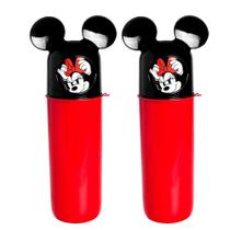 Kit 2 Tubo Giratório Infantil Minnie p/ Pasta Itens Higiene Vermelho
