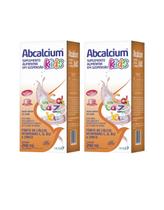 Kit 2 Un Abcalcium Kids Airela Vitamina B12 Vitamina D Cálcio Zinco Sabor Morango 240ml Suplemento Alimentar Líquido Infantil