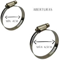 Kit 2 Un Abraçadeira Regulagem 40mm até 65mm Rosca 4 à 6,5 cm Metal 12mm Espessura Aço Para Mangueira