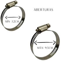 Kit 2 Un Abraçadeira Regulagem 72mm até 95mm Rosca 7 à 9,5 cm Metal 12mm Espessura Aço Para Mangueira