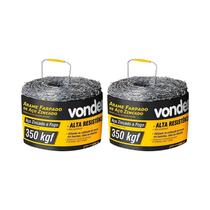 Kit 2 un arame farpado zincado vonder rolo 250 metros 350kgf Kit 2 un arame farpado zincado vonder rolo 250 metros 350kgf