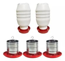 Kit 2 Un Bebedouro Ecológico 5l 3 Comedouro 5 Kg Galinha