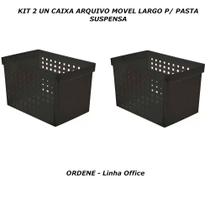 Kit 2 un caixa arquivo movel largo p/ pasta suspensa preto