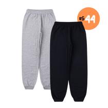 Kit 2 un. Calça Moletom Infantil Flanelada com Punho, Bebê, Juvenil