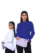 Kit 2 Un. Camisas Social Feminina Manga Longa Com Fechamento Em Botões Ocasiões Formal