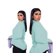 Kit 2 Un. Camisas Social Feminina Manga Longa Com Fechamento Em Botões Ocasiões Formal