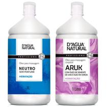 Kit 2 Un. Dagua Natural Óleo de Massagem Neutro 1L + Óleo de Massagem Aruk Uva 1L Kit 2 Un. Dagua Natural Óleo de Massagem Neutro 1L + Óleo de Massagem Aruk Uva 1L