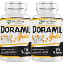 Kit 2 Un Doramil Gold 240 Caps Cálcio Magnésio + Colágeno Tipo 2 UC II Vitaminas C K2 D3 Floral Ervas