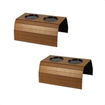 Kit 2 Un Esteira Porta Copos Suporte Braço Sofá Mdf Caramelo