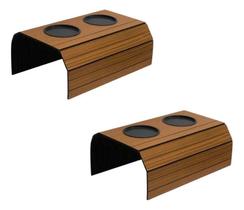 Kit 2 Un Esteira Porta Copos Suporte Braço Sofá Mdf Caramelo