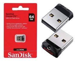 Kit 2 Un Pendrive Sandisk Cruzer Fit 64gb Mini Drive Usb 2.0