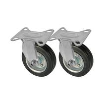 Kit 2 un roda rodízio fixo borracha maciça 3 polegada