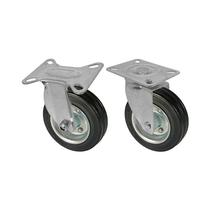 Kit 2 un roda rodízio fixo e giratório borracha maciça 3 pol