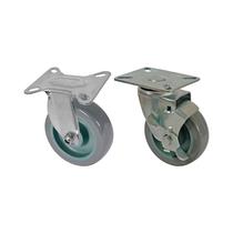 Kit 2 un roda rodízio fixo e giratório freio pvc bp 5" 130mm