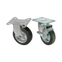 Kit 2 un roda rodízio fixo giratório freio borracha 4 polega