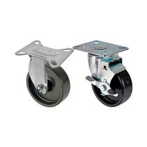 Kit 2 un roda rodízio fixo giratório freio polipropileno 3"