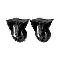 Kit 2 un roda rodízio fixo pvc preto 2 polegada 50mm móvel