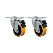 Kit 2 un roda rodízio giratório freio 4" pu moldado gl414png