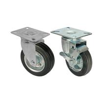 Kit 2 un roda rodízio giratório freio borracha maciça 4 pol