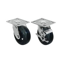 Kit 2 un roda rodízio giratório freio borracha moldada 4 pol