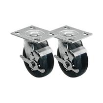Kit 2 un roda rodízio giratório freio borracha moldada 6 pol