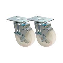 Kit 2 un roda rodízio giratório freio nylon 3 pol 75mm