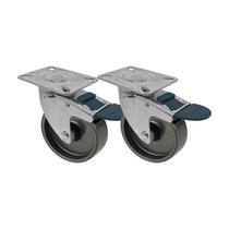 Kit 2 un roda rodízio giratório freio trava polipropileno 4"