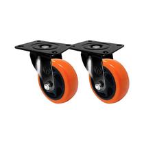 Kit 2 un roda rodízio giratório pvc laranja 3 pol 75mm móvel
