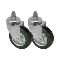 Kit 2 un roda rodízio giratório rosca borracha maciça 4 pol