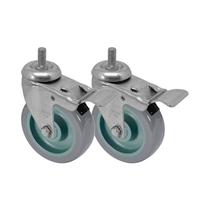 Kit 2 un roda rodízio giratório rosca freio pvc bp 4" 100mm Kit 2 un roda rodízio giratório rosca freio pvc bp 4" 100mm
