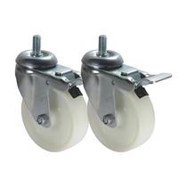 Kit 2 un roda rodízio giratório rosca trava nylon 3" 75mm