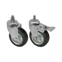 Kit 2 un roda rodízio rosca giratório freio borracha 3 poleg