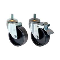 Kit 2 un roda rodízio rosca giratório trava polipropileno 4"