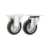 Kit 2 un rodízio fixo giratório borracha preta 3" 76mm 60kg