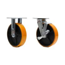 Kit 2 un rodízio fixo giratório freio poliuretano ferro pu 8