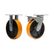 Kit 2 un rodízio fixo giratório freio poliuretano ferro pu 8