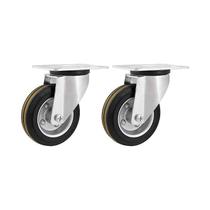 Kit 2 un rodízio giratório borracha preta aço 6" 152mm Kit 2 un rodízio giratório borracha preta aço 6" 152mm