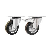 Kit 2 un rodízio giratório freio borracha preta4" 101mm 88kg Kit 2 un rodízio giratório freio borracha preta4" 101mm 88kg