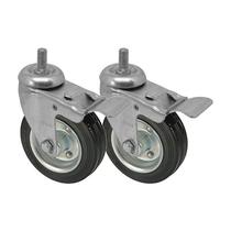 Kit 2 un rodízio giratório rosca freio borracha maciça 4 pol