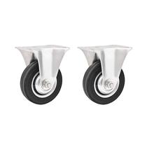 Kit 2 un rodízio roda fixo borracha preta 4" 101mm 60kg leve Kit 2 un rodízio roda fixo borracha preta 4" 101mm 60kg leve