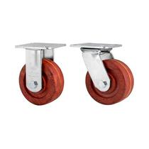 Kit 2 un rodízio roda fixo giratório celeron marrom 5 127mm