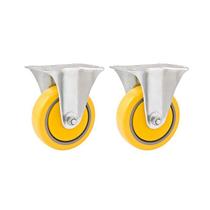 Kit 2 un rodízio roda fixo pvc amarela aço 5" 127mm