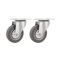 Kit 2 un rodízio roda giratório borracha cinza 3" 76mm