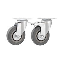 Kit 2 un rodízio roda giratório e freio pvc cinza 2" 50mm