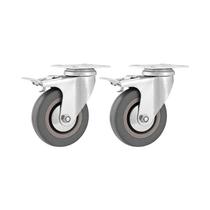 Kit 2 un rodízio roda giratório freio pvc cinza 3" 76mm