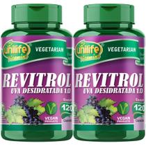 Kit 2 Un Semente de Uva Revitrol Resveratrol 500mg 240 Caps Unilife